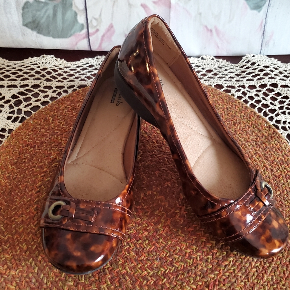 Clark's Animal Print Patent Leather Slip On Shoes